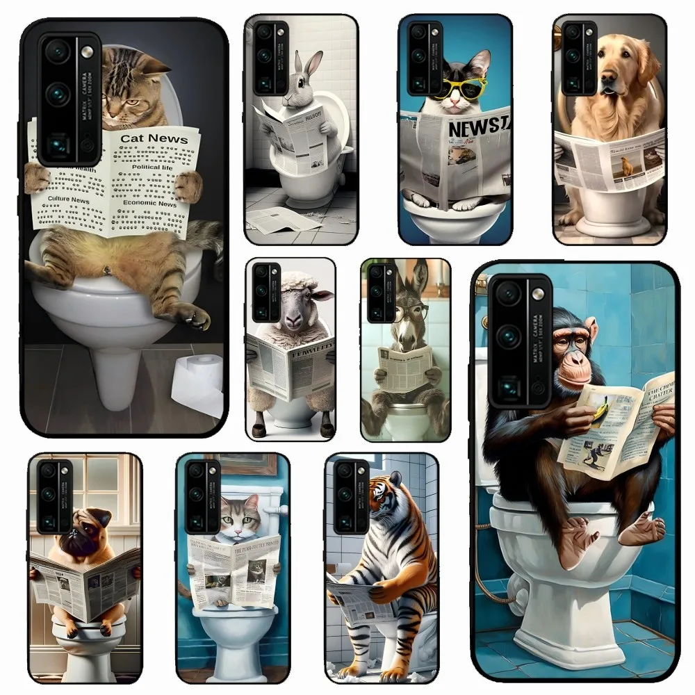 Funny Bathroom Humorous Animal Phone Case For Huawei Honor 10 lite 9 20 7A 9X 30 50 60 70 pro plus Soft Silicone Cover