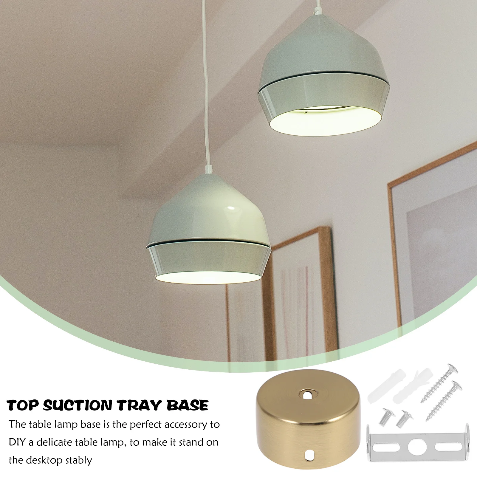 مجموعة واحدة من قاعدة طاولة حديدية مستديرة لاستبدال المعادن بنفسك، حامل إضاءة صلب مع فتحة سلكية، قاعدة مصابيح ليلية لدراسة غرفة النوم #3