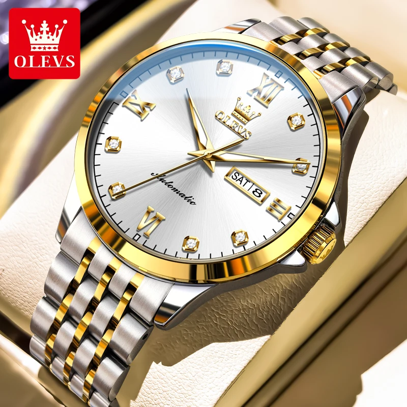 OLEVS 7092 ساعة رجالية الراقية الأصلية ساعة ميكانيكية أوتوماتيكية التقويم أسبوع مقاوم للماء رجال الأعمال ساعة رسمية هدية Reloj #1