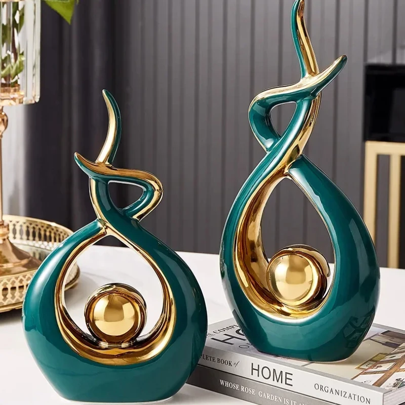 

Nordic Home Decor Figurines for Interior Living Room Desk Ceramics Decoration Accessories Statue Sculpture Feng Shui Ornaments