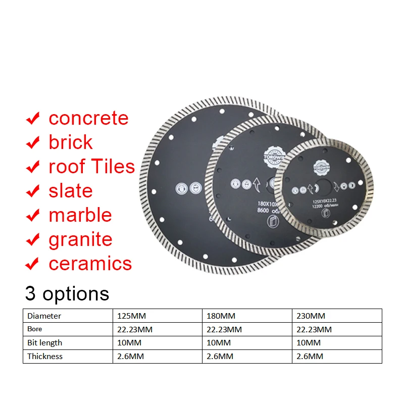 1 шт. 125/180/230 мм * 22,23 мм алмазная турбопила резак для плитки керамический бетон гранит для мини-шлифовальной машины режущий диск