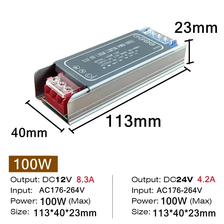 DC12V 24V Schakelende Voeding AC176-264V Mute Verlichting Transformers LED Licht Driver 60W 100W 200W 300W 400W Power Adapter