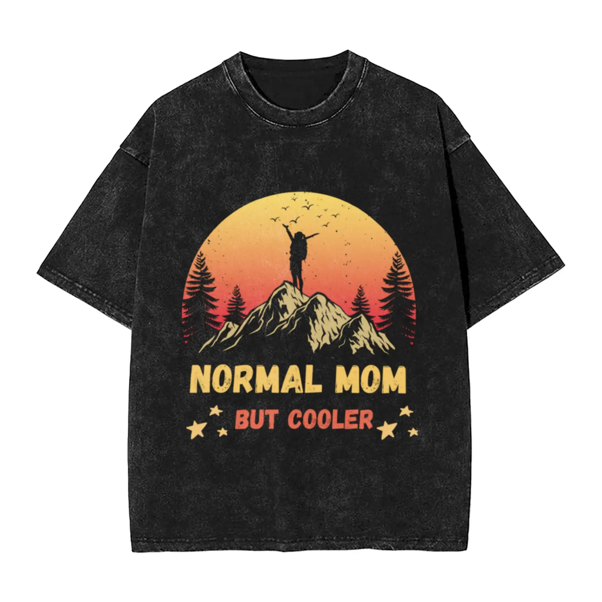 Normal Mom But Cooler Hiking Fun  Unique Cool A T-Shirt Oversized Short Sleeve Men's Women's Cotton Tees Tops