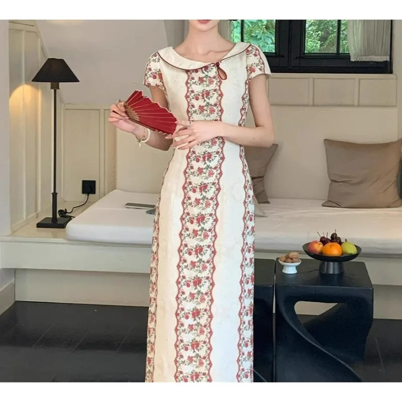 

2026 Summer New Temperament Print Dress Elegant Long Dress