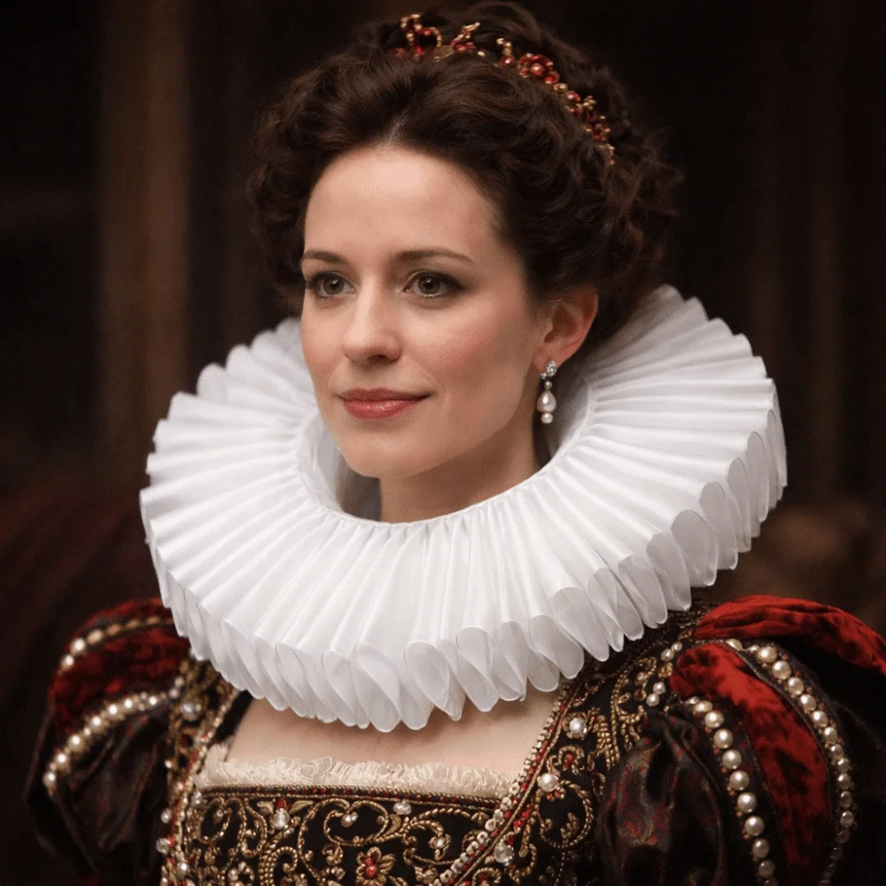 Chic Detachable Shakespeare Neck Ruffled Collar Vintage Opera Renaissance False Collar Elegant White Retro Ruff Collar Wedding