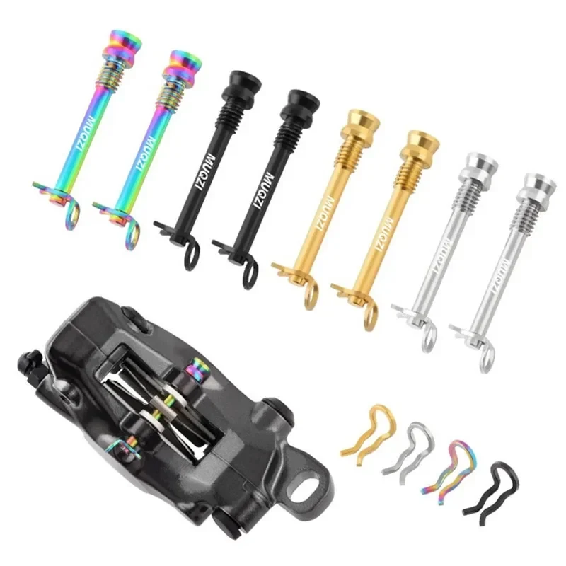 2pcs Titanium Bicycle Disc Brake Caliper Screws Lightweight Mounting Bolts with Fixing Clip for Road MTB Disc Brake Pads view 6