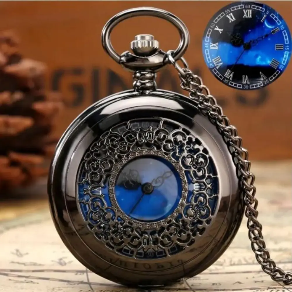 

Hollow Steampunk Pocket Watch Roman Numerals With Necklace Chain Flip Pocket Watch Decorative Timepiece Quartz Pendant Watch