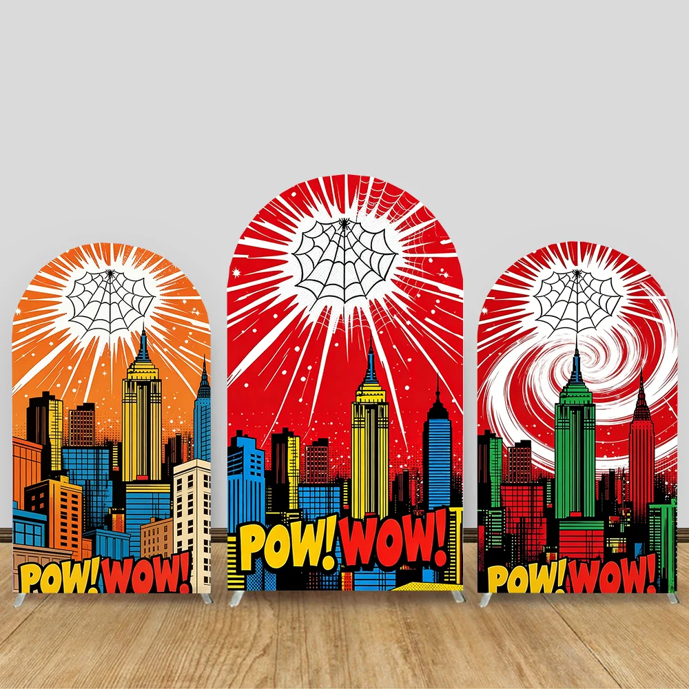 Red City Spider Web Arch Background Handsome Party Decoration Birthday Party Decoration Portrait Photo Background Cloth