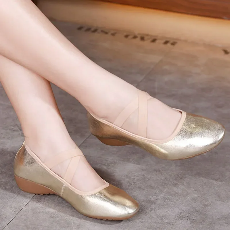 Women Dancing Shoes Genuine Leather Soft Soles Sneakers Yoga Jazz Ballet Teachers's Shoes Adult Dancing Shoes