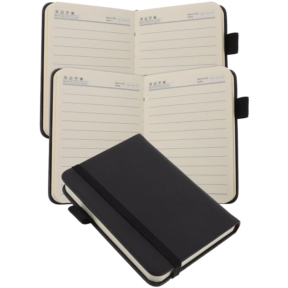 Bloc-notes de poche pour journal, cahiers professionnels, couverture rigide, petite taille, fournitures de bureau, 3 pièces