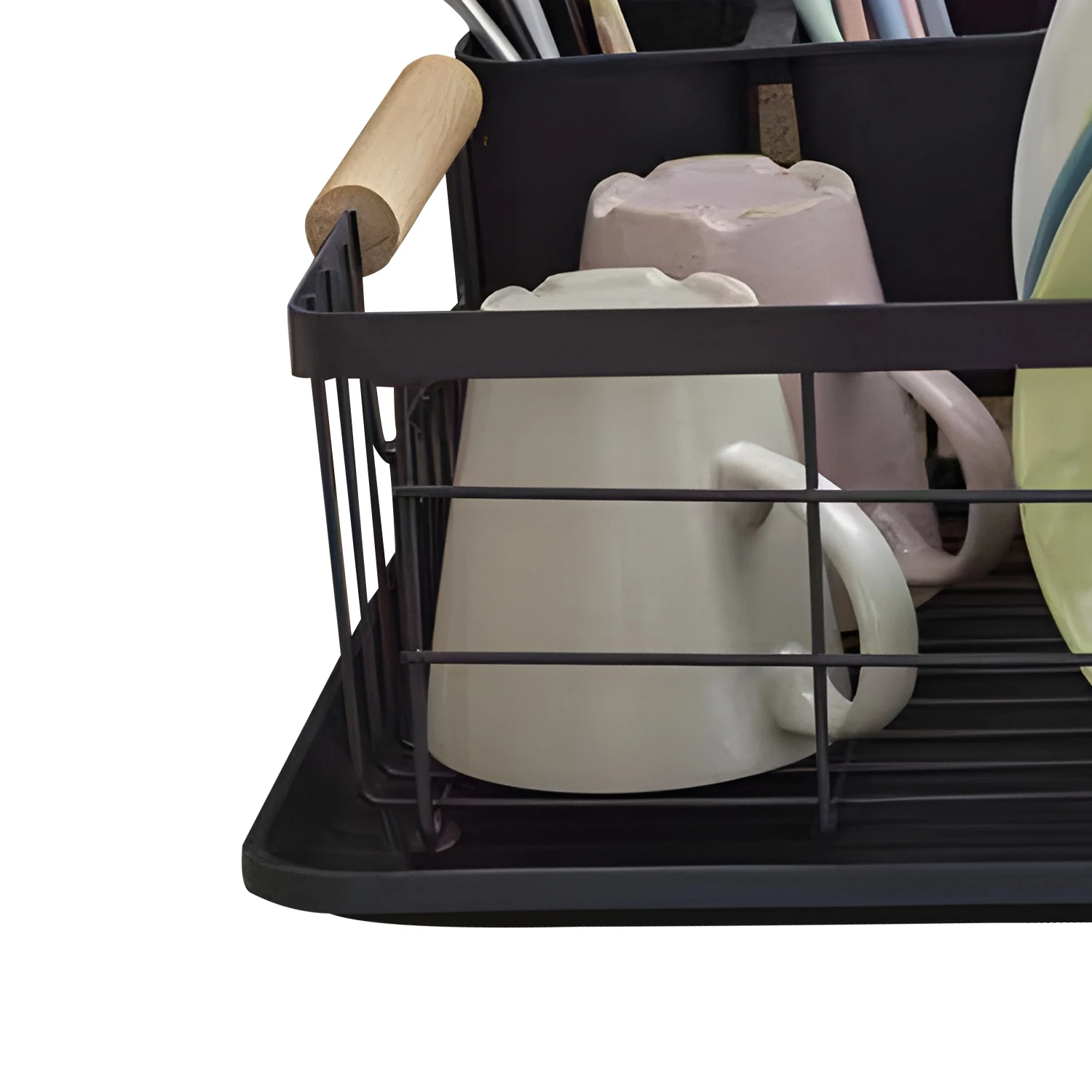 

Home Drying Rack Dish Drainer With Drainboard Light Duty Black Countertop Utensil Organizer Kitchen Accessories Dish StorageRack