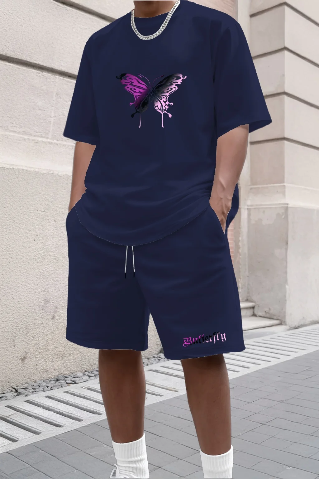 

Beautiful Butterfly Pattern For Men's 3D Short Sleeved Shorts Set Soft Essential Two Piece Set Sports Comfortable Shorts Sets