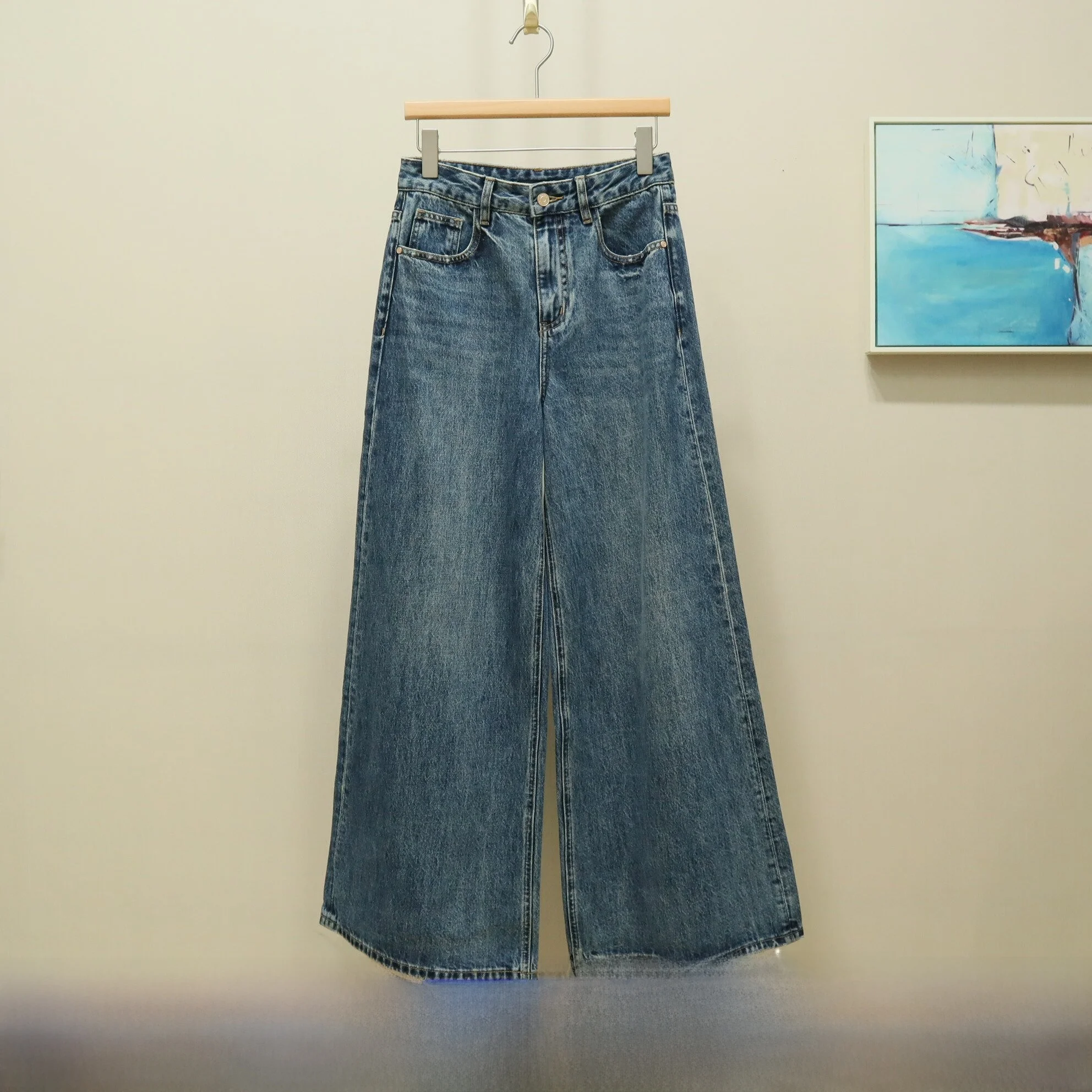 

High Waist Wide Leg Jeans Women's Casual Sle Spring New Arrival Loose Fit Button Closure Denim Pants Ladies Premium Quali