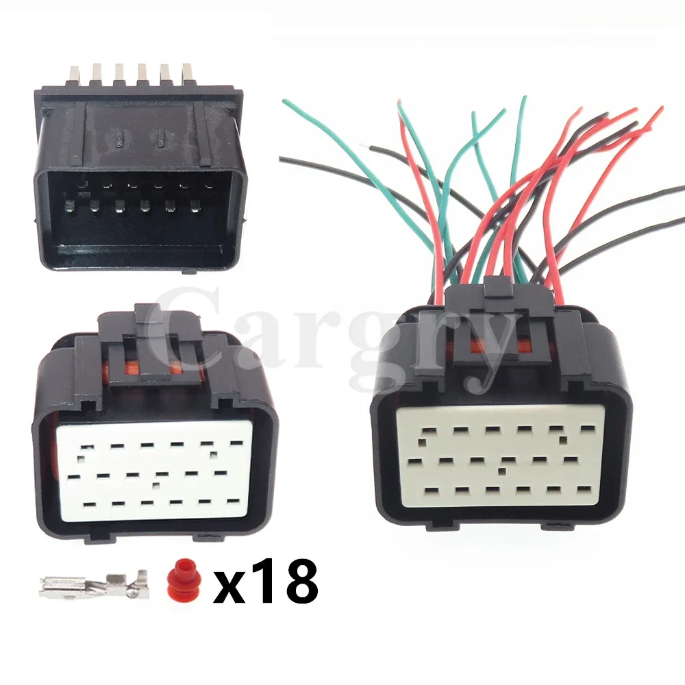 1 Set 18P 344106-1 344107-1 344103-1 AC Assembly Auto Waterproof ECU Socket Car Male Female Electric Wire PCB Connector