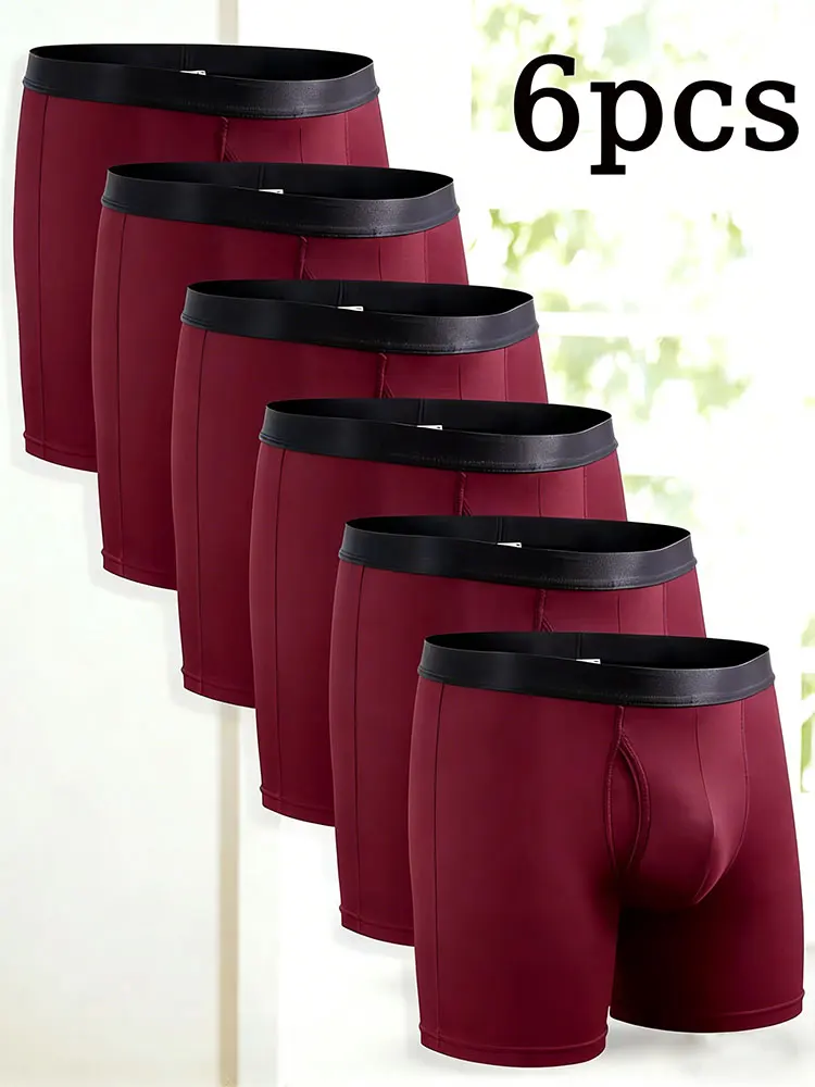 

Мужские бордовые трусы-боксеры, 6 штук в упаковке | Ультрамягкий хлопковый стрейч | Дышащее комфортное нижнее белье для повседневной носки