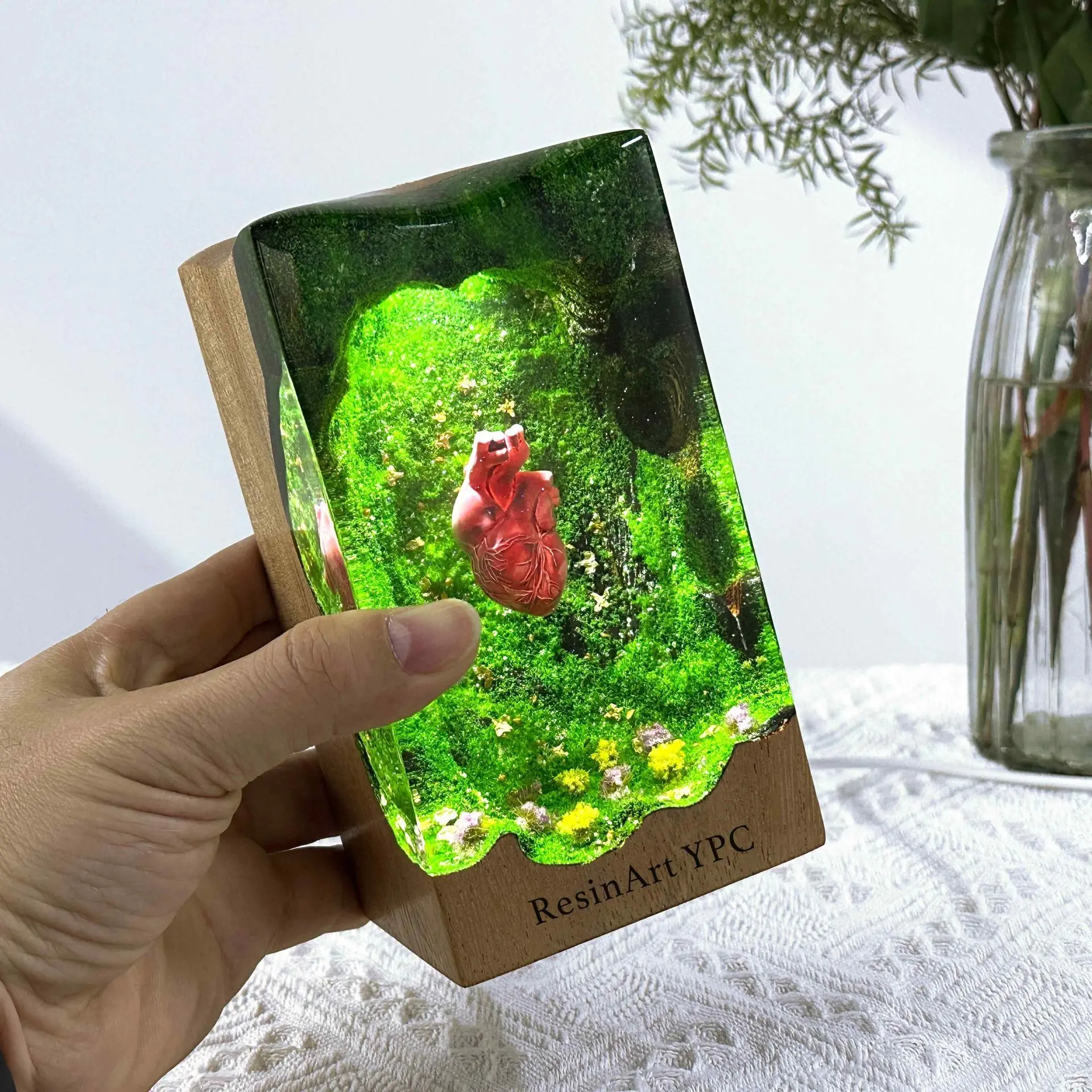 for European and American creative wood epoxy resin game series gothic forest heart gift for boys