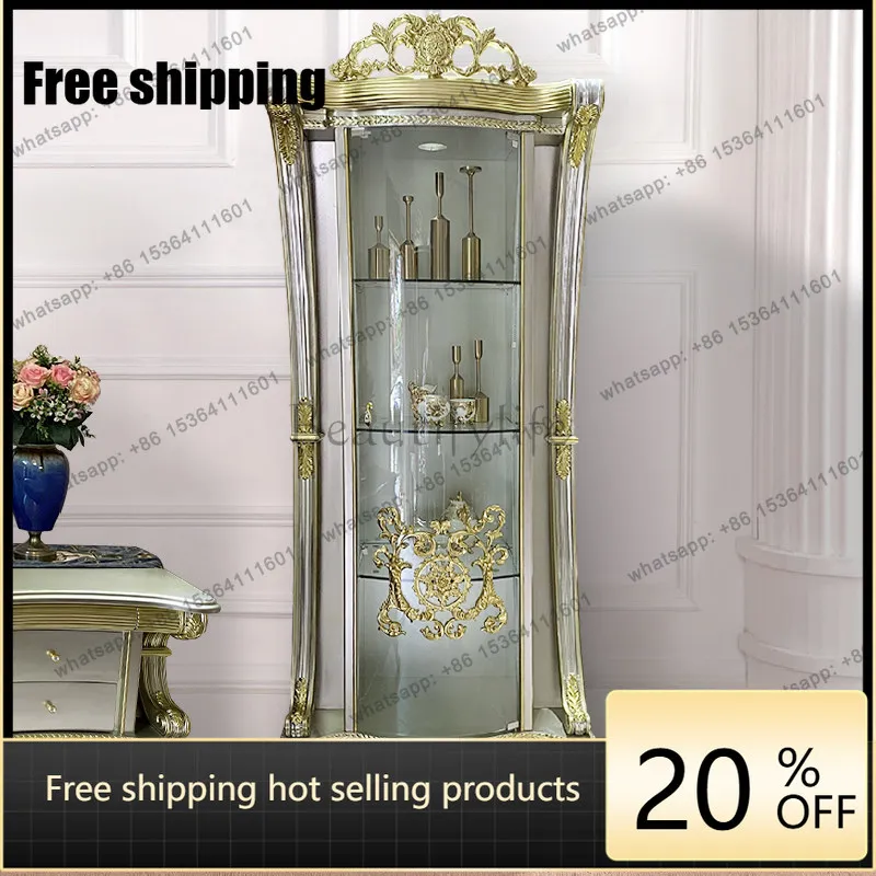 hot  European vintage solid wood wine cabinet, minimalist, light luxury, high-end luxury villa TV cabinetFactory Direct