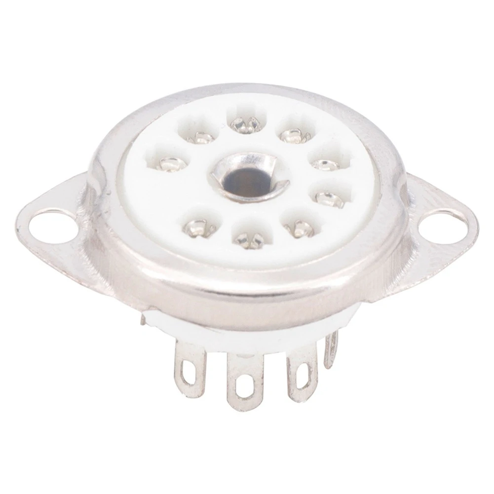 10PCS Ceramic B9A Silver-Plated 9Pin Vacuum Tube Socket Panel Chassis Mount for ECC81 ECC82 ECC83 EL84 6922 Vacuum Tube