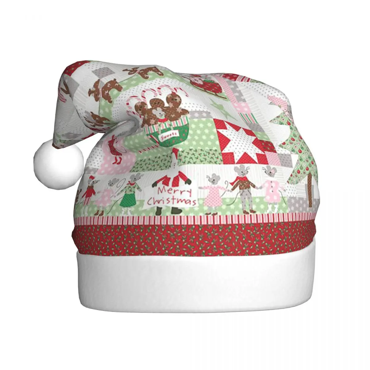 Merry Christmas Christmas Hats for Adult Men Women Nordic Geometry New Year Santa Hat Cap Xmas Gifts