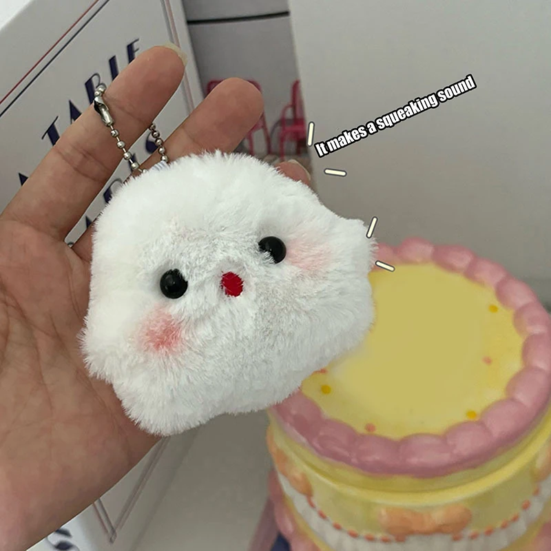 

[k]Lovely Little Ghost Doll Key Chains Comfortable Plush Stuffed Toy Squeak Ghost Woman's Bag Ornament Keychain Accessories