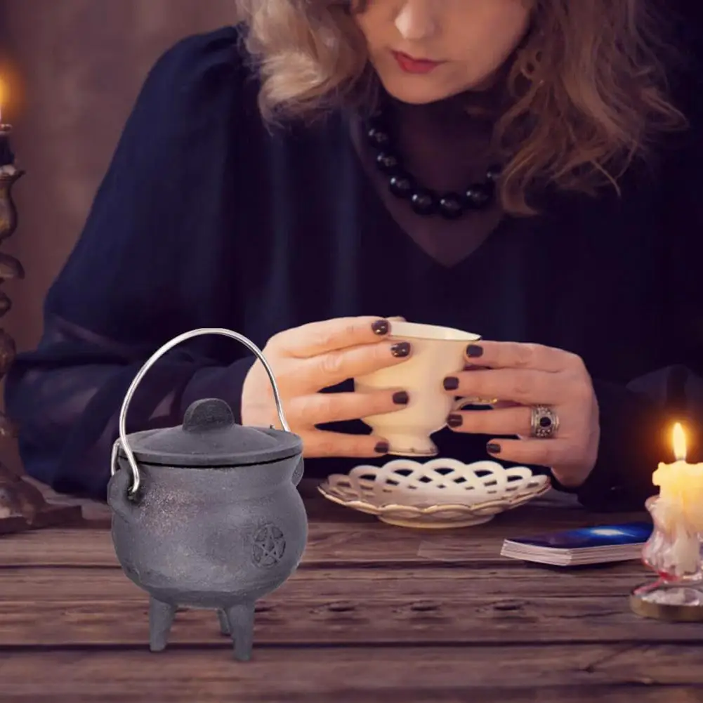 Halloween Ornament Witch Burning Pot Enchanting Halloween Witch Pot Portable Incense Burning Cauldron for Party Decor