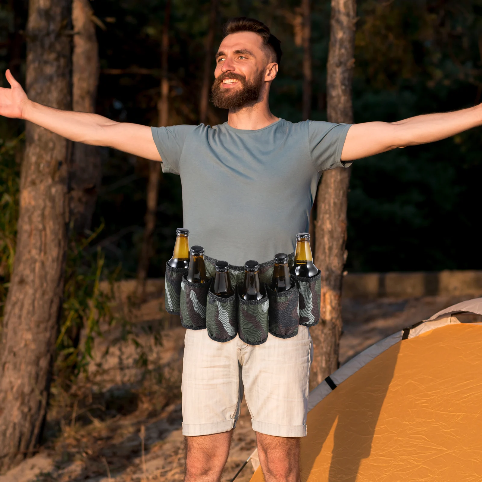 

Beer Drinking Accessories Mountaineering Belt While Holder Climbing Green Waist Bag