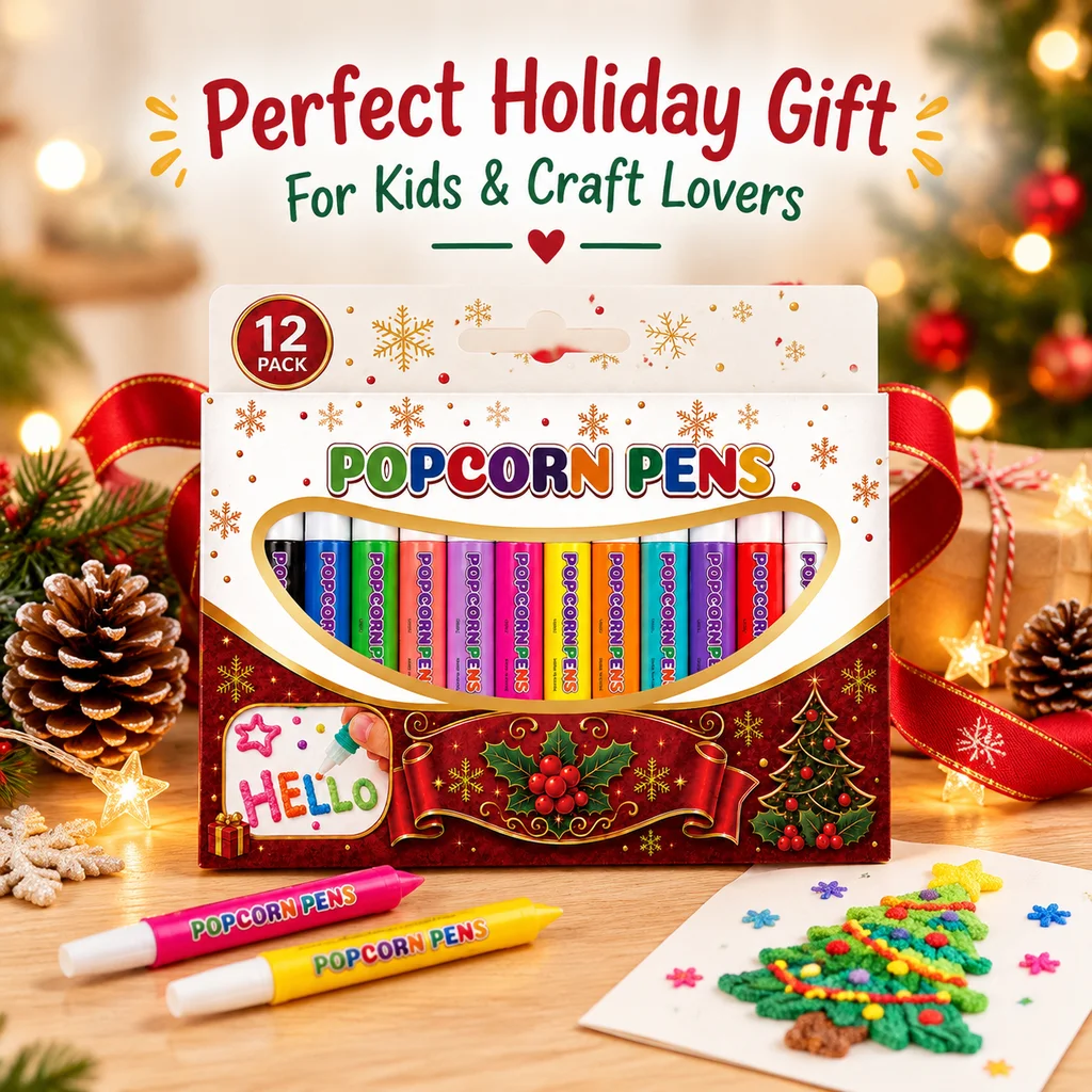 Christmas Puffy Popcorn Pen Set Heat Expansion 3D Art Marker For Journal Craft Notebook Greeting Card Doodle Graffiti Gift