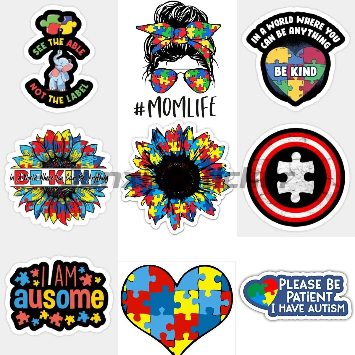 

Autism Puzzle Piece Colorful Windows Surfboard Decal Waterproof Cartoon Car Stickers Vinyl Car Wrap Decal Car Accessories