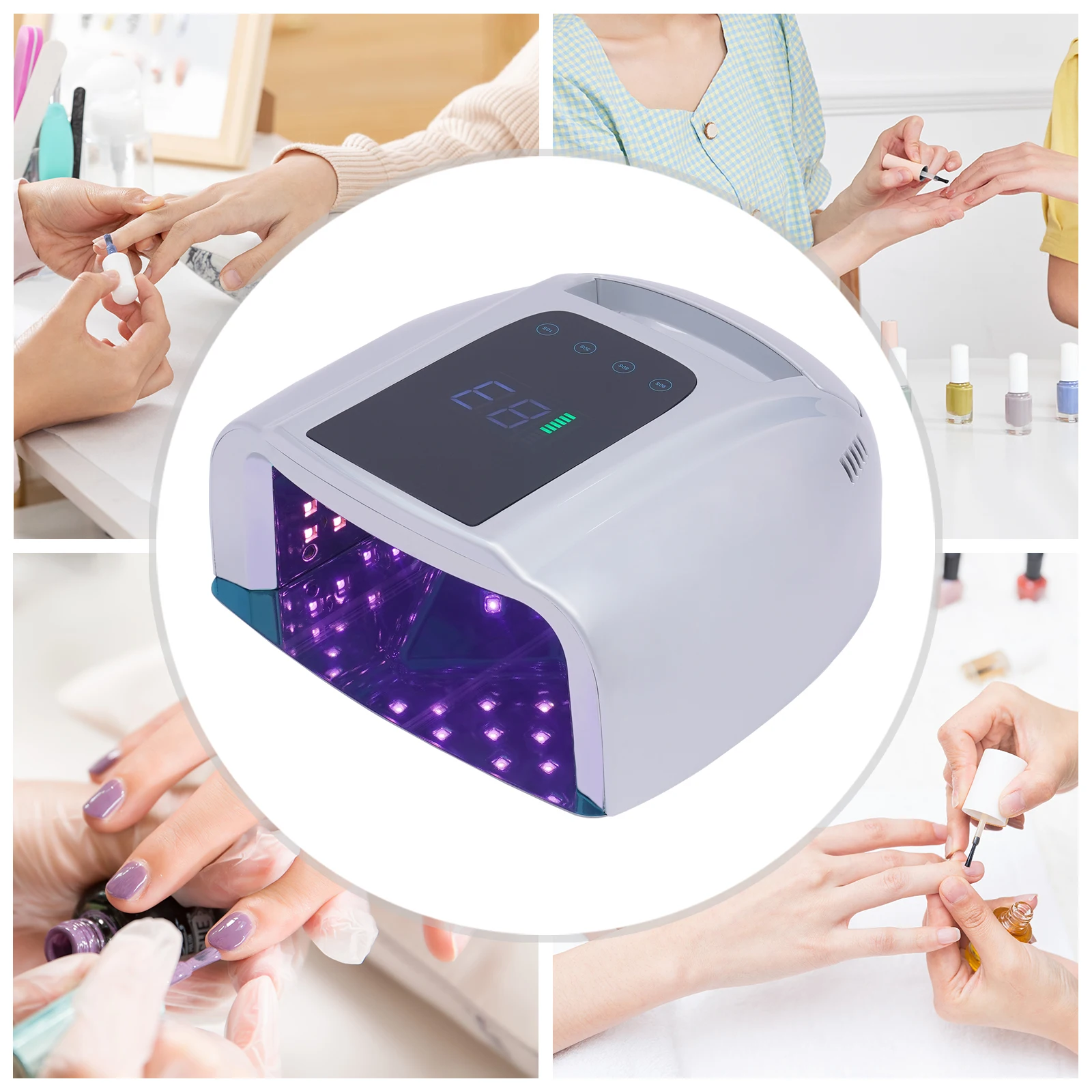 Nail Dryer, 96W 42-Bead Professional Rechargeable UV LED Portable Cordless Nail Lamp Machine with Removable Stainless Steel