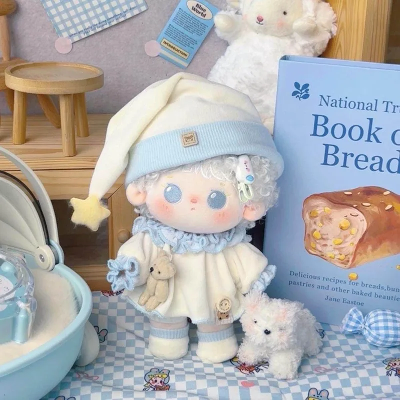 

1 Set Pajamas 20cm Cotton Doll Clothes Outfit Star Hat Cotton Doll's Clothes Brown Mini Plush Doll Clothes 20cm Cotton Doll