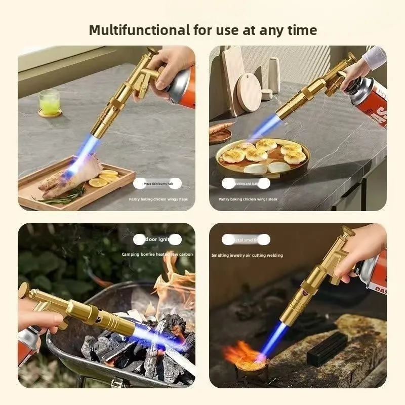 Portable Welding Gas Torch Flame Butane Burner Outdoor Camping BBQ Lighter Flamethrower Kitchen Supplies Welding Equipment