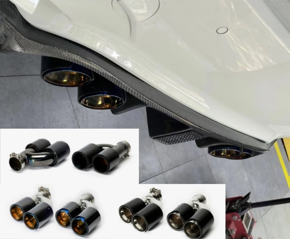 

1 pair Dual M Performance Carbon Fiber Exhaust Tip H shape Muffler Tip tailpipe for car exhaust Universal Exhaust pipe