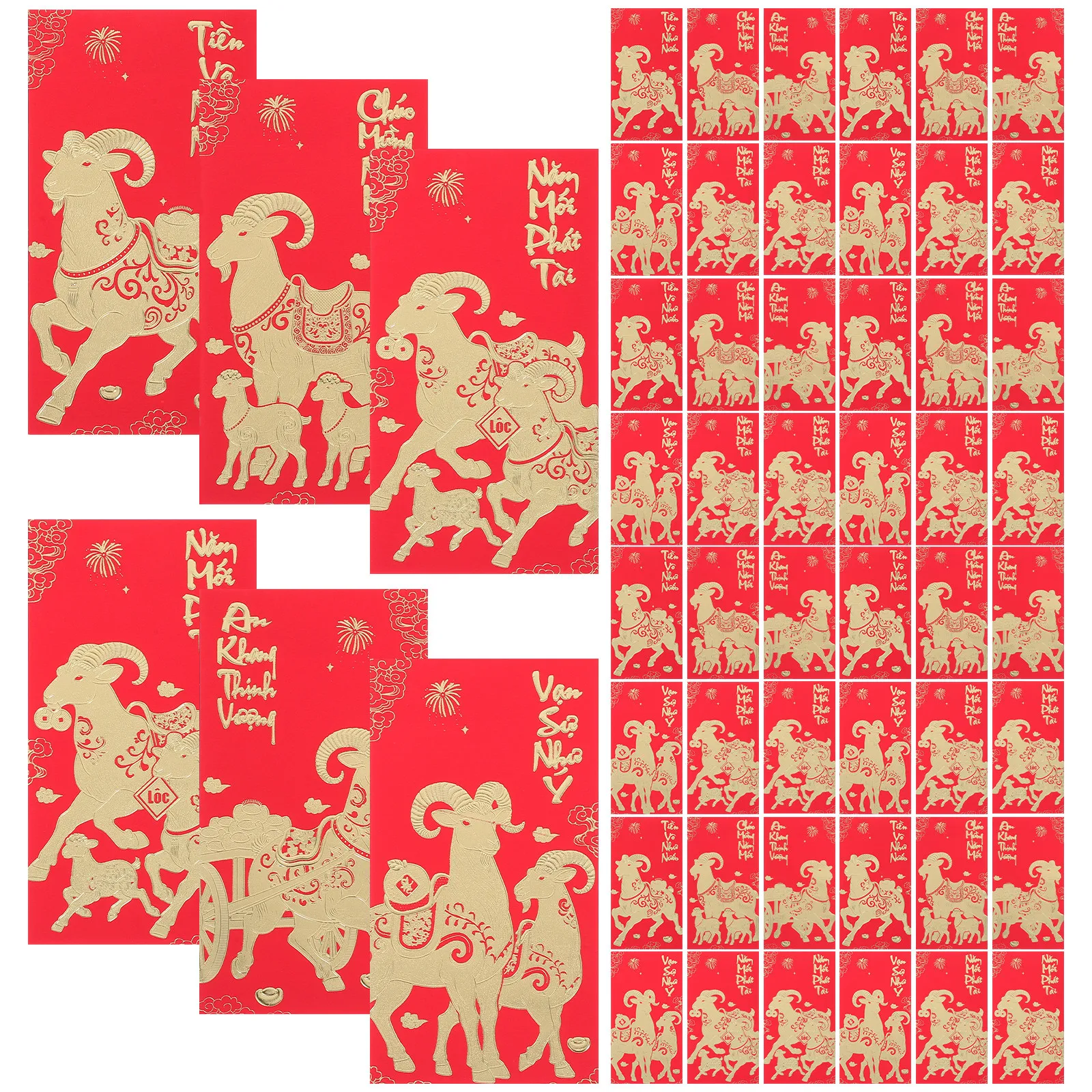 60 Pcs Red Envelop For New Year 2027 Year Of The Goatchinese Envelopes Asian Holiday Goat Lucky Vietnamese Tet Red Envelopes