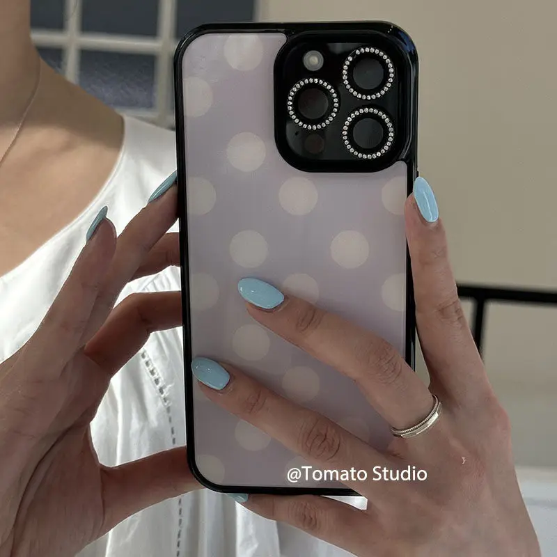 Korean Ins Fashion Purple Polka Dots Phone Case For iPhone 17 Air 16 Pro Max 15 14 Plus 13 12 11 Shockproof Silicone Back Cover view 5