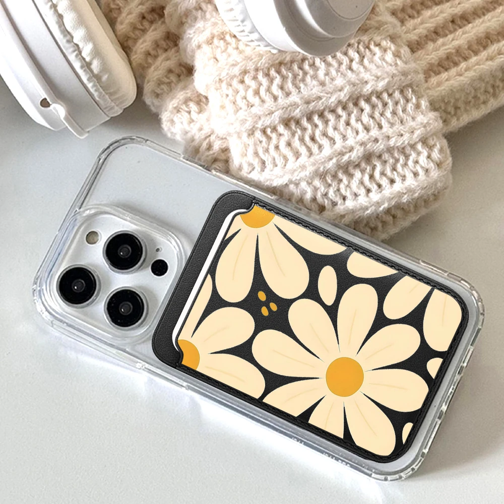 Blumen-Leder-Kartenetui Handyhülle Kartenhalter für Magnetische Hülle Geeignet für alle iPhones mit Magsafe-Kartenfunktion Rückseitentasche – Detail 7