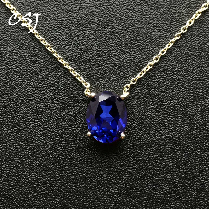 

CSJ элегантный сапфировый кулон, серебро 925 пробы, Стерлинговый рубин, Александрит Syn. Корундовое ожерелье для леди, вечерние ювелирные изделия, подарок