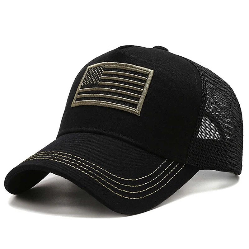 Fashion American Flag Embroidery Baseball Net Caps Spring and Summer Outdoor Adjustable Casual Hats Sunscreen Hat