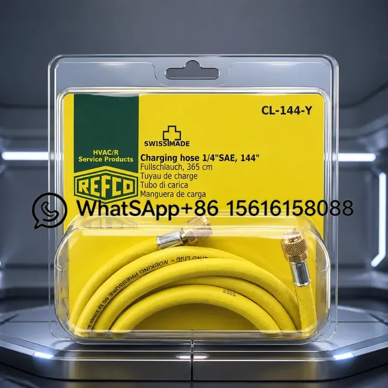 Original Wolters Kluwer REFCO AC Refrigerant Charging Hose R22 Freon Silicone Liquid Gas Pipe 3.65m Extended Length HVAC Tool