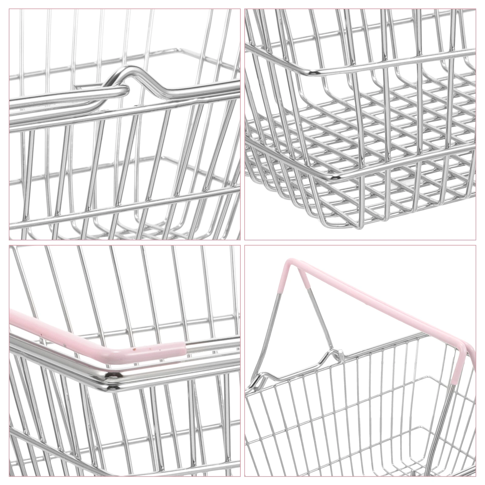 

1pc Pink Large Handheld Shopping Basket for Storage with Smooth Handle Design Portable Grocery Storage Box Tray