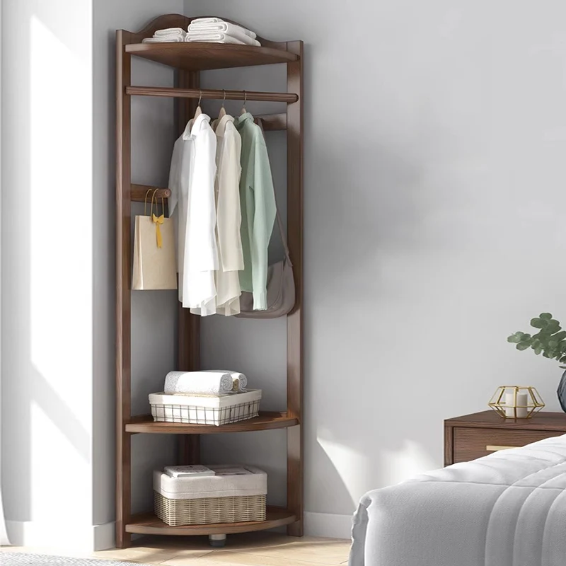 Storage Clothes Coat Racks Space Saving Organizer Wooden Open Rail Coat Racks Nordic Corner Shelf Arara De Roupa Home Furniture
