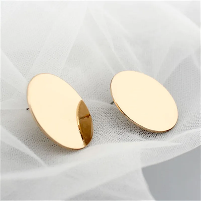 New Gold Color Glossy Round Earrings Hoop Smooth Earrings Simple Style Ears Clear Circle Charm Earrings For Women Jewelry