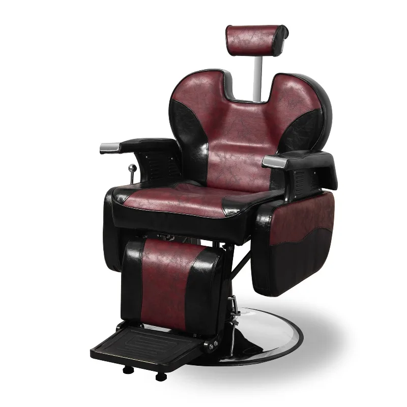Hair salon salon special 360 ° rotating black and brown color matching PU leather barber chair