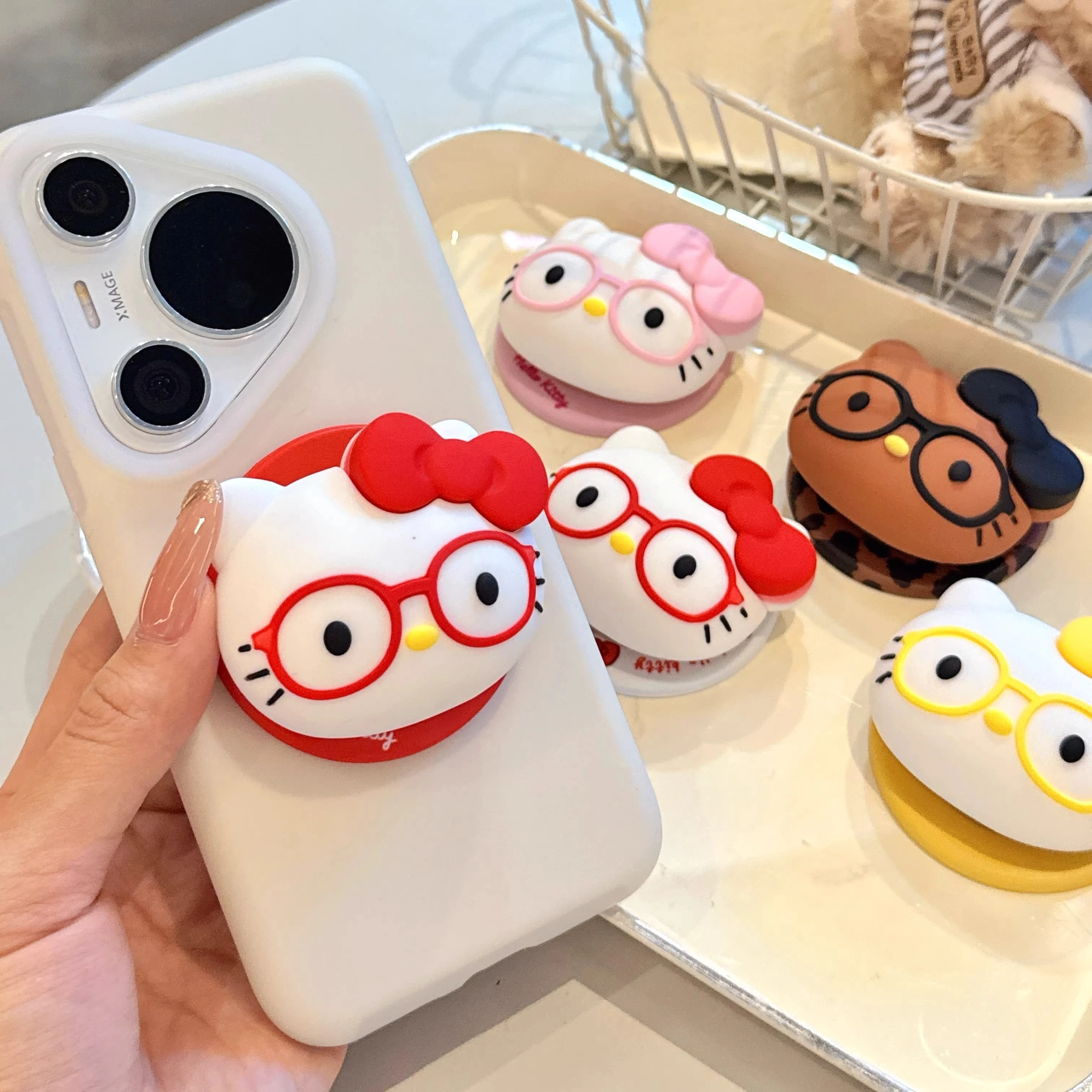 

Cute Sanrio Hello Kitty Magnetic Phone Griptok Grip Tok Stand For Magsafe for iPhone Foldable Wireless Charging Case Holder