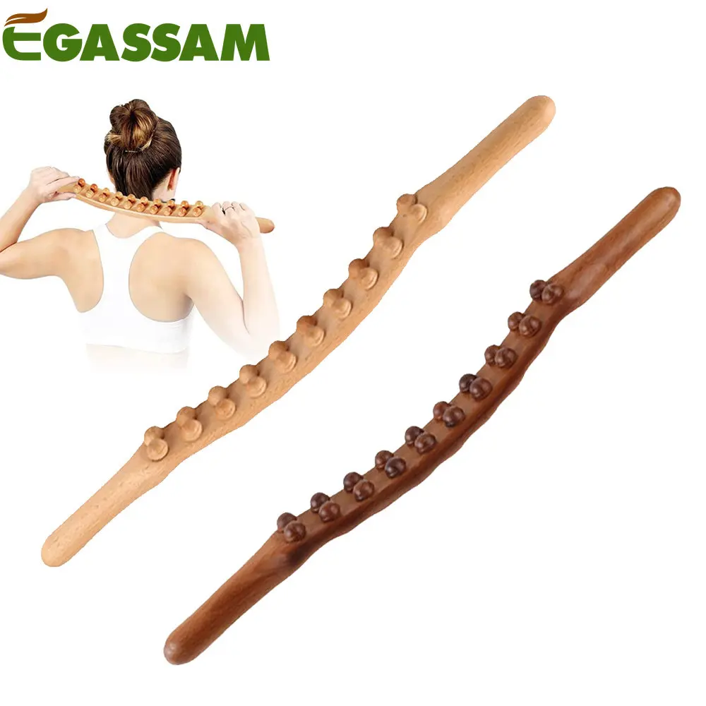 Guasha Wood Stick Tools Wooden Therapy Scraping Lymphatic Drainage Massager,20 Beads Point Treatment Gua Sha Tools for Back Leg