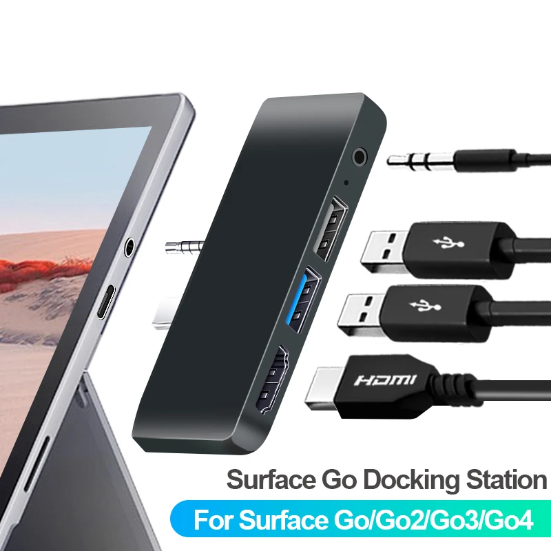 Surface Go/Go 2/Go3/Go4 Docking Station Adapter for Microsoft Surface Go Accessories with 4K HDMI+USB 3.0 Port Hub