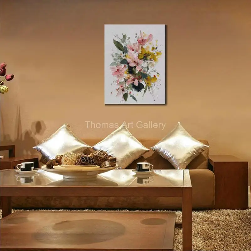 Oversized Impressionist Floral Canvas Print Abstract Spring Blossom Flower Wall Art Contemporary Decor for Bedroom Living Room