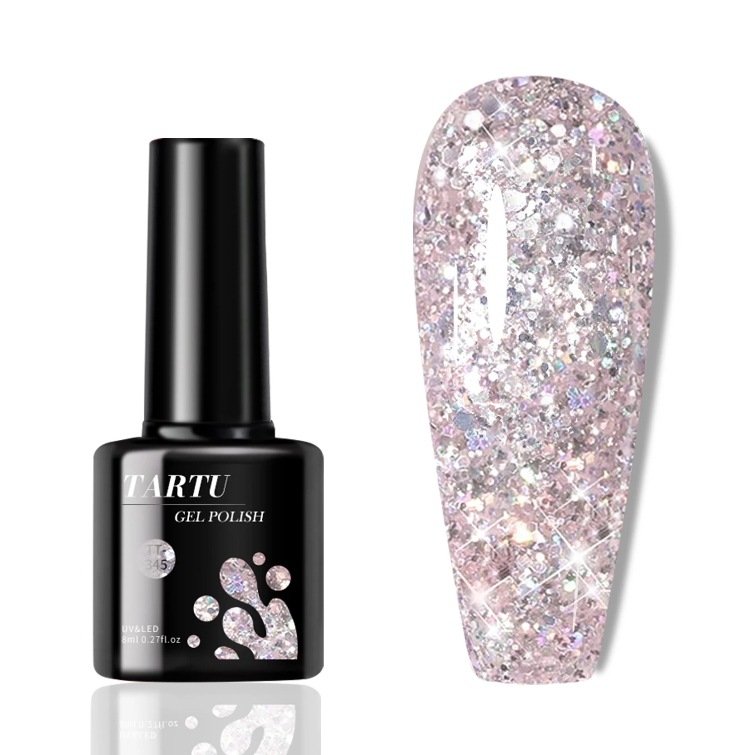 เจลทาเล็บกลิตเตอร์สีชมพู 8 มล. กลิตเตอร์โฮโลแกรม ล้างออกได้ด้วยไฟ LED/UV ติดทนนาน กลิตเตอร์วิ้งๆ สำหรับทำเล็บที่บ้านและร้านทำเล็บ