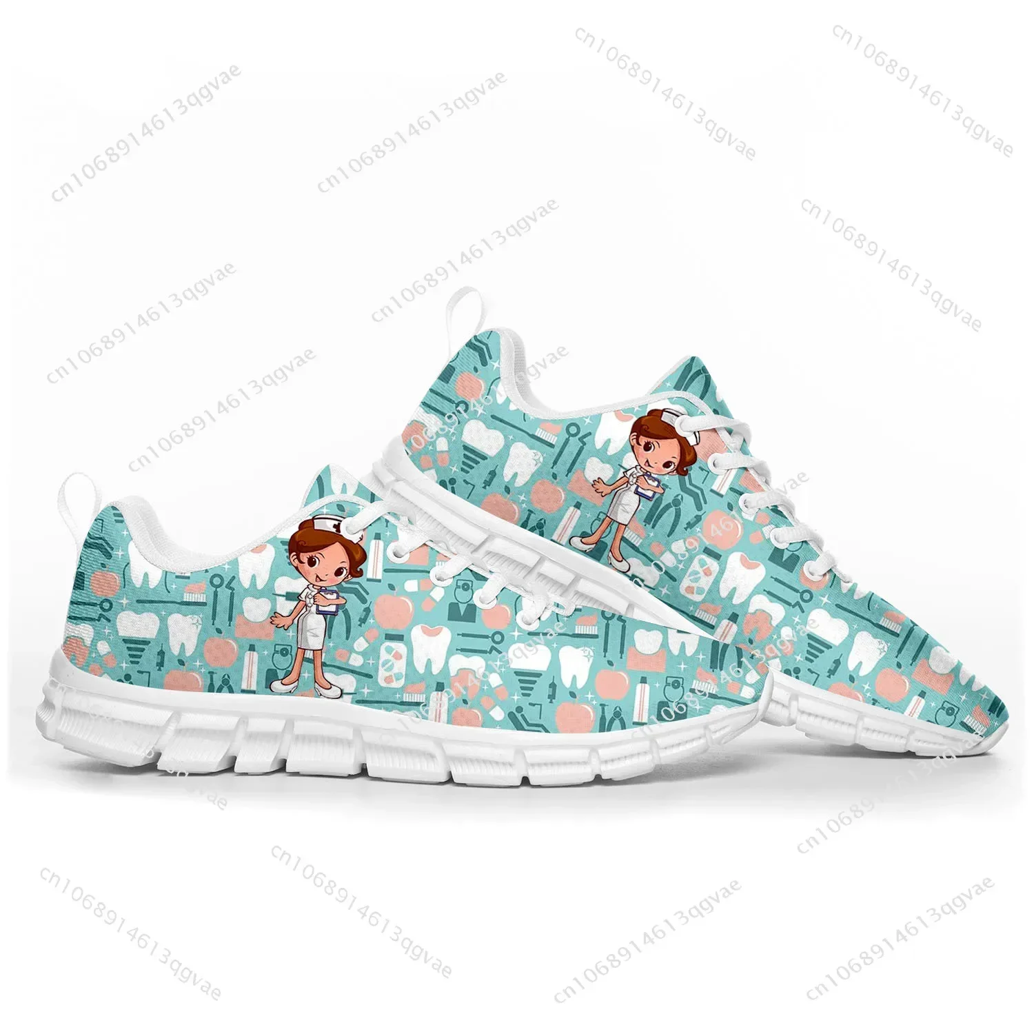 Tooth Dentist Cartoon Sports Shoes Mens Womens Teenager Children Customized Sneakers Tailor Made Shoe High Quality Couple White