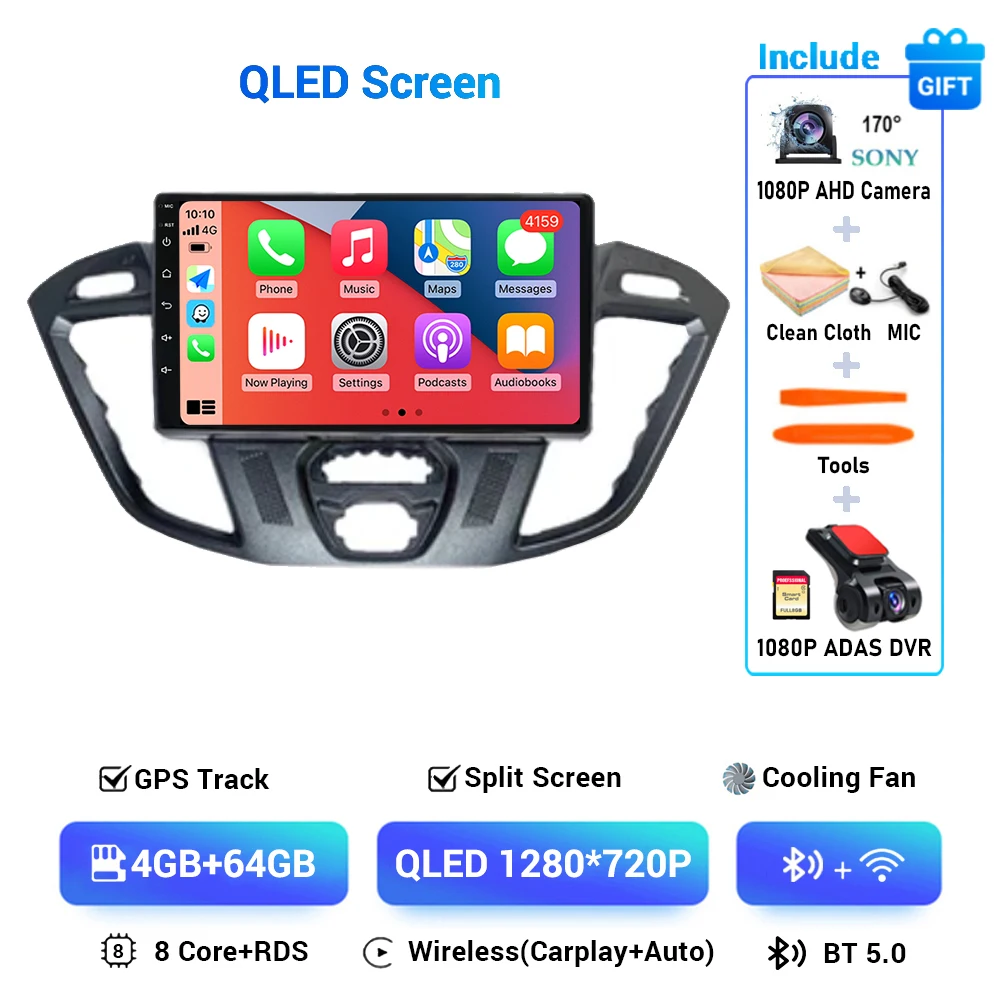 Android 15 Voor Ford Tourneo Custom 1 Ik Transit 2012 - 2021 Autoradio Navigatie Multimedia Gps Auto Carplay Qled scherm