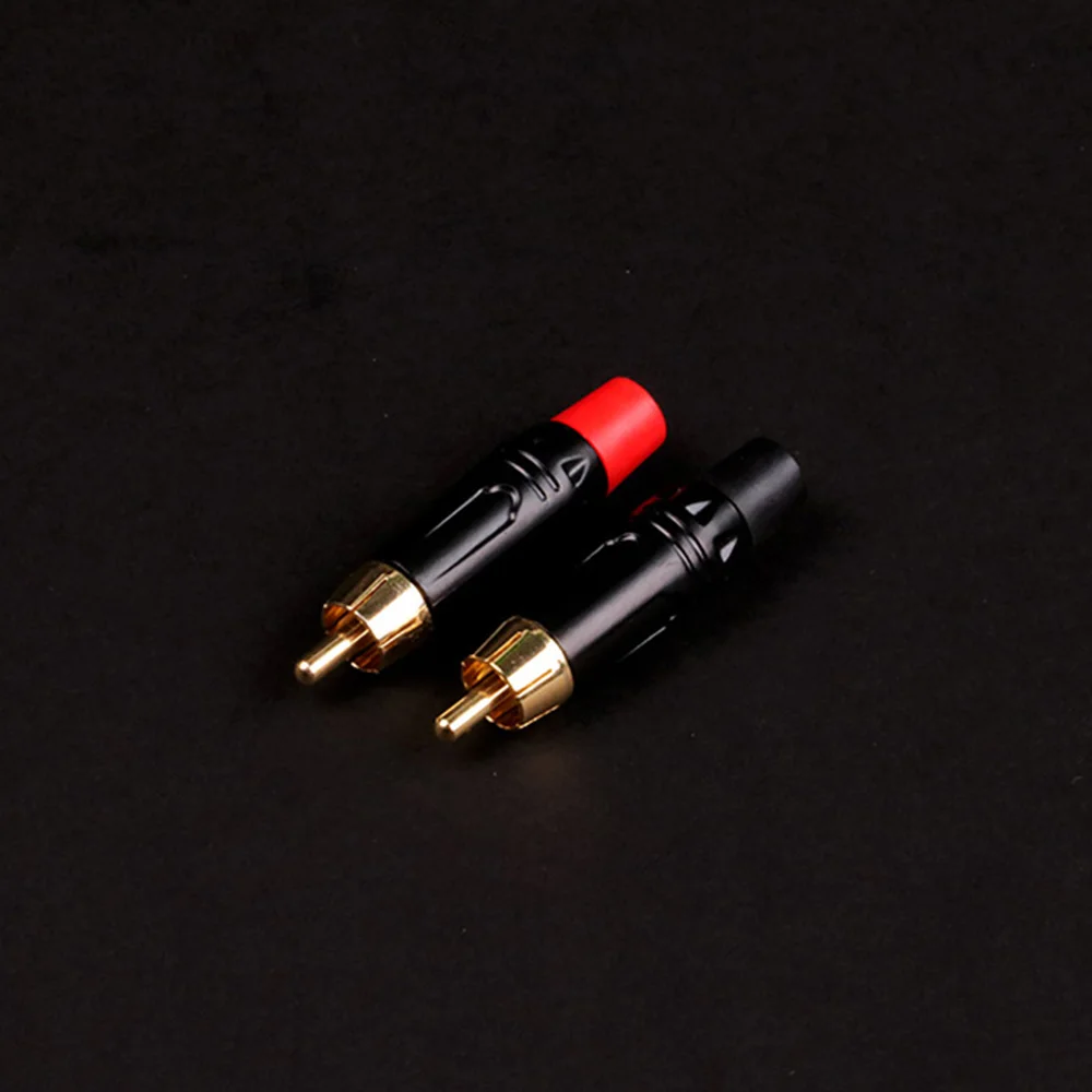 1PCS RCA Audio And Video Plug Connector RCA Male Lotus Jack Black Plating Electrophoresis With Gold Plated Head